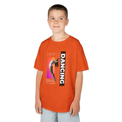 “Dancing” Youth Short Sleeve T-Shirt – Streetwear-Inspired Female Dancer Graphic – Stylish Kids Dance Apparel Tee