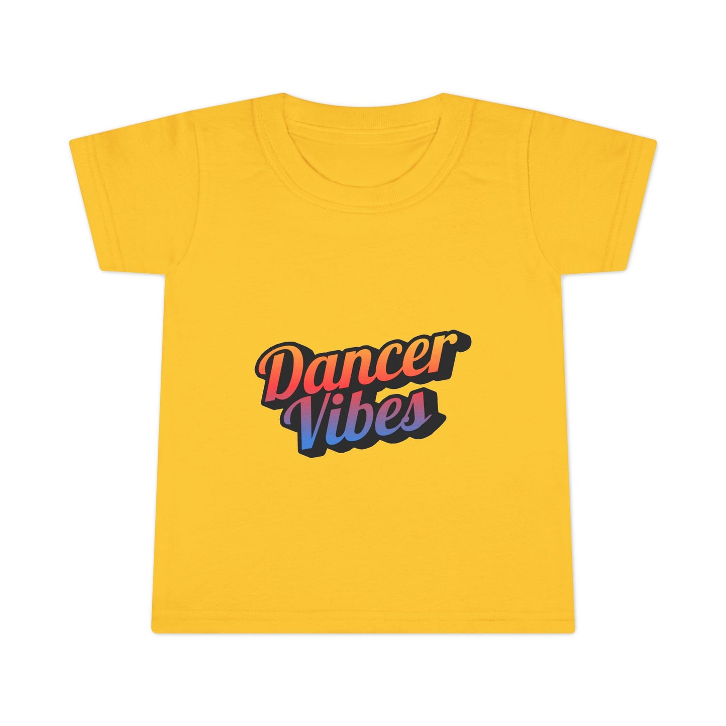 "Dancer Vibes" Toddler Dance T-Shirt – Colorful Text Graphic Short Sleeve Tee for Kids