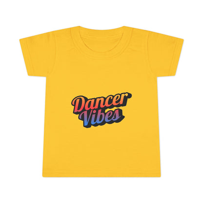 "Dancer Vibes" Toddler Dance T-Shirt – Colorful Text Graphic Short Sleeve Tee for Kids