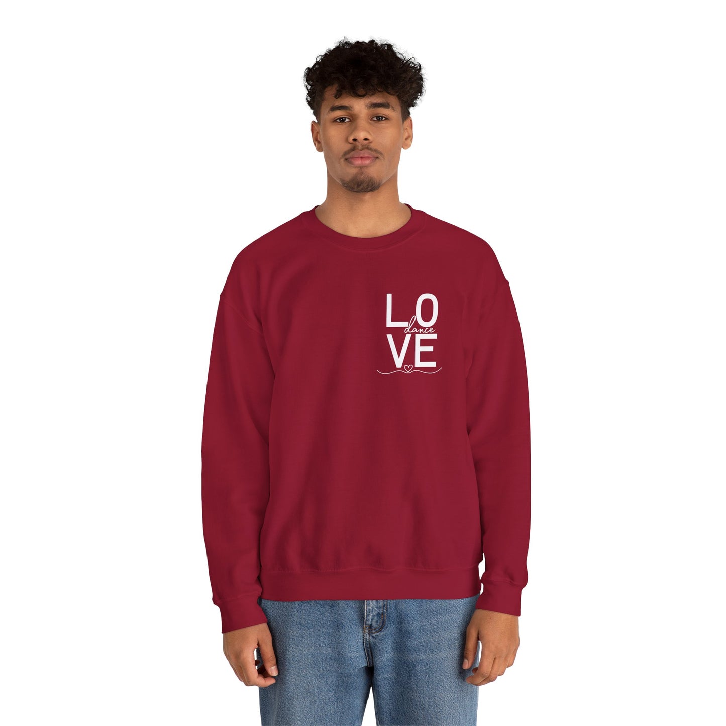 "LOVE Dance" Unisex Crewneck Sweatshirt – Script Letter Graphic Dance Lover Pullover