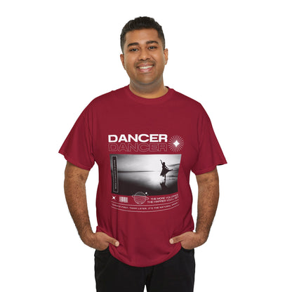 "Dancer" Arabesque Beach Scene Unisex Heavy Cotton Tee – Streetwear-Inspired Ballet Dance Graphic T-Shirt