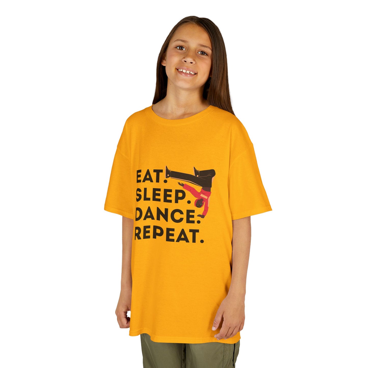 "Eat Sleep Dance Repeat" Youth Short Sleeve Tee – Bold B-Boy Graphic Hip-Hop Dance Shirt for Kids and Young Performers