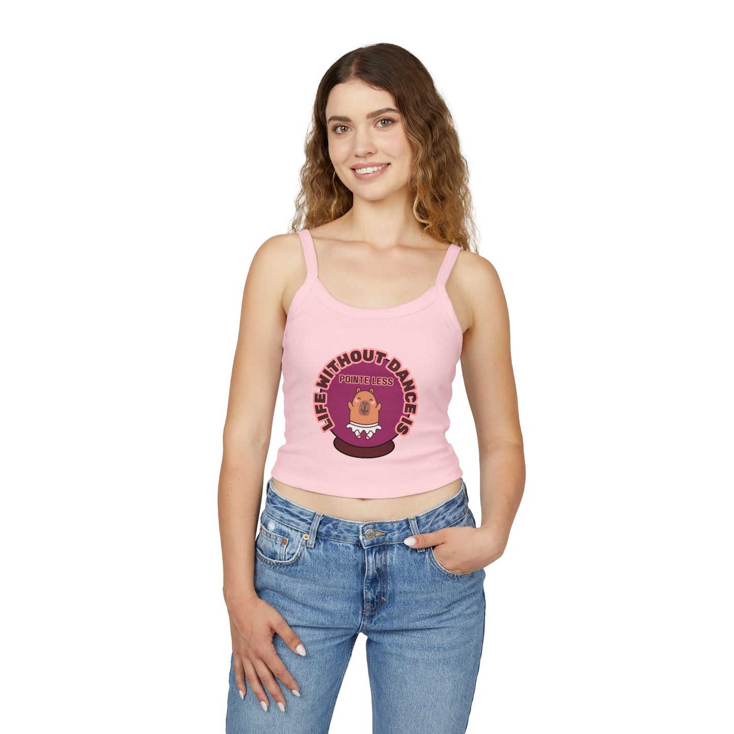 "Life Without Dance is Pointeless" Capybara Tank – Women's Spaghetti Strap Dance Top with Cute Animal Graphic
