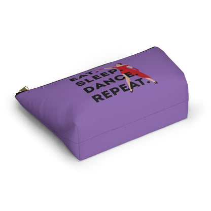 “Eat Sleep Dance Repeat” Makeup Bag – Bold Dancer Graphic – Dance-Themed Zipper Pouch for Cosmetics, Accessories & Travel Essentials