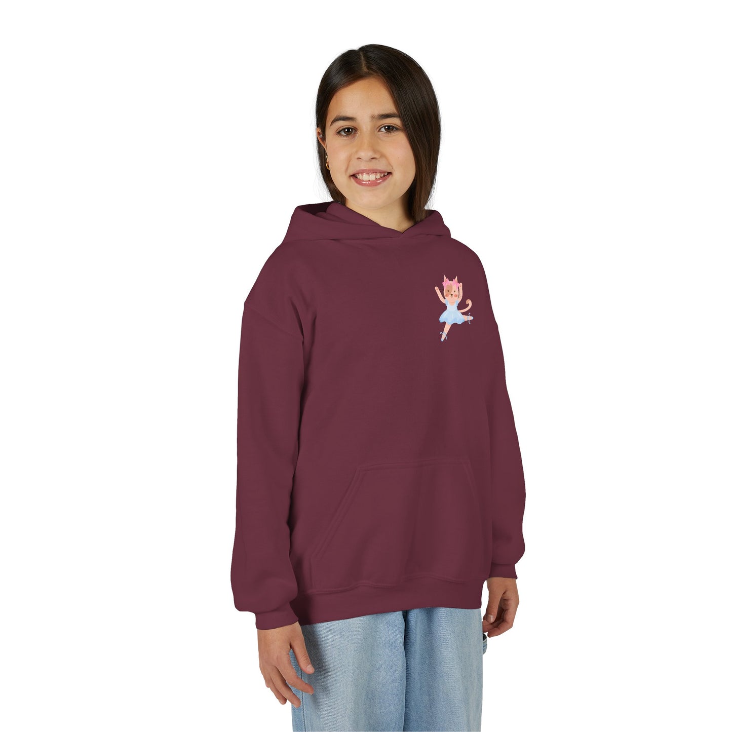 “Every Meow & Then I Dance” Adorable Dancing Cat Graphic | Cute Cat Dance Hoodie for Kids & Young Ballet Enthusiasts - Unisex Youth Hoodie