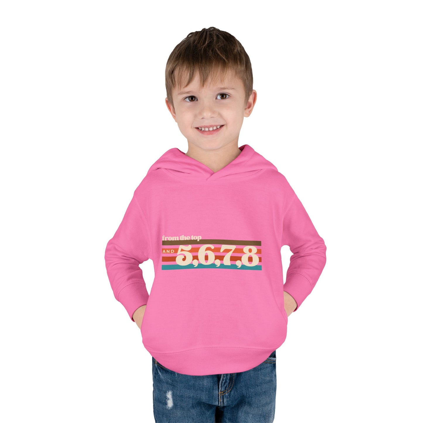 "From the Top and 5, 6, 7, 8" Toddler Pullover Hoodie – Retro Dance Rehearsal Graphic Fleece Sweatshirt for Kids