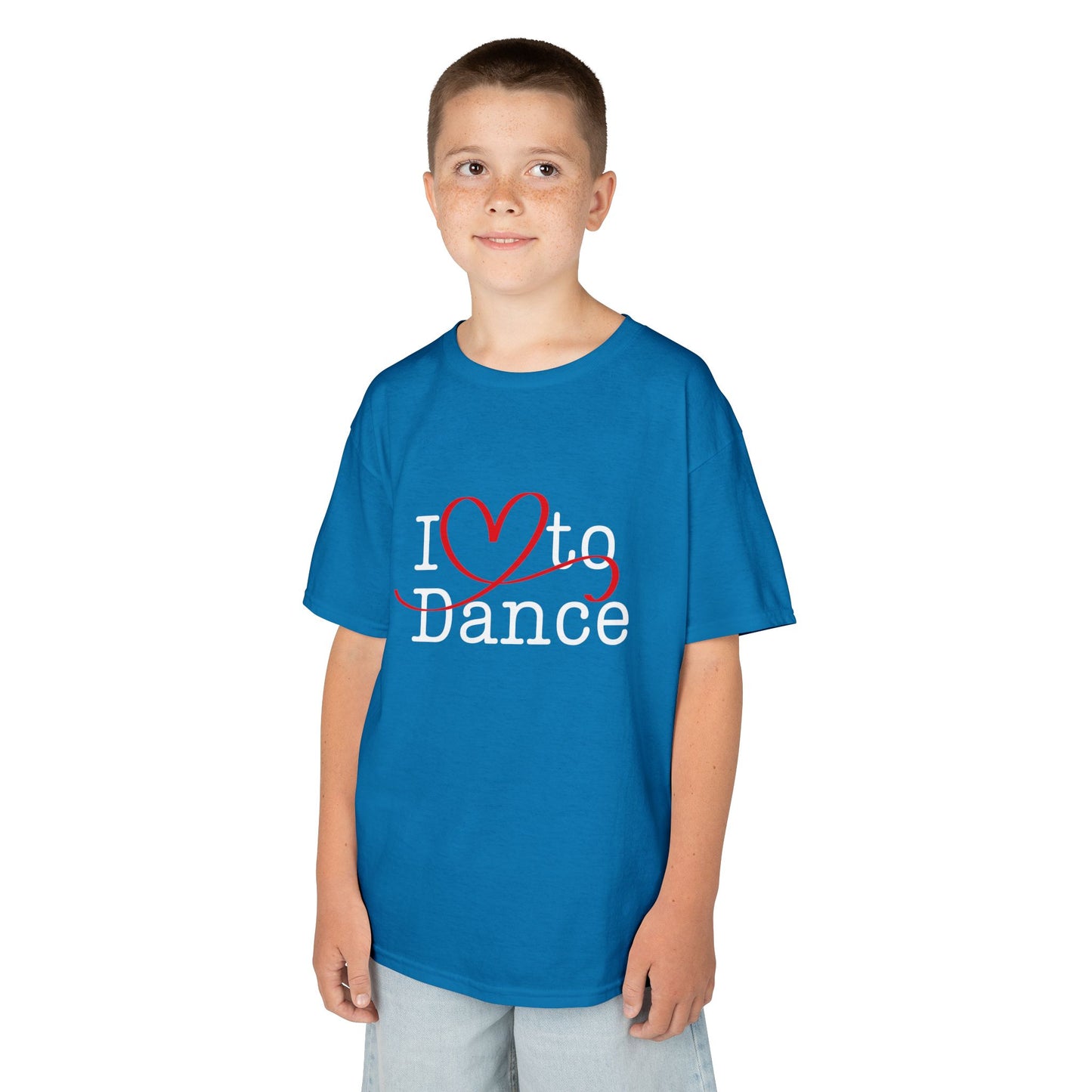 "I Love to Dance" Youth Short Sleeve Tee – Hand-Drawn Heart Graphic Dance Lover T-Shirt