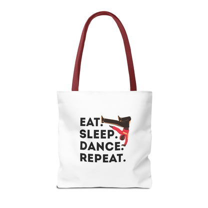 "Eat Sleep Dance Repeat" B-Boy Canvas Tote Bag – Hip-Hop Dancer Graphic Dance Tote for Everyday Use