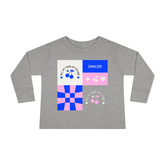"Dancer – All in Your Attitude" Toddler Dance T-Shirt – Retro Graphic Long Sleeve Tee for Kids