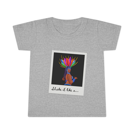 "Shake It Like a..." Toddler Dance T-Shirt – Carnival-Inspired Samba Dancer Graphic Short Sleeve Tee for Kids