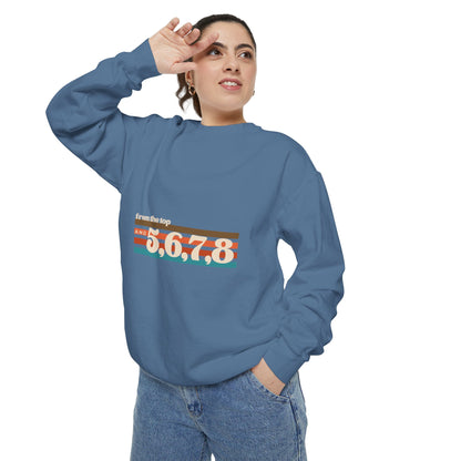 "From the Top and 5 6 7 8" Unisex Lightweight Crewneck Sweatshirt – Retro Dance Graphic Pullover for Dancers & Choreographers