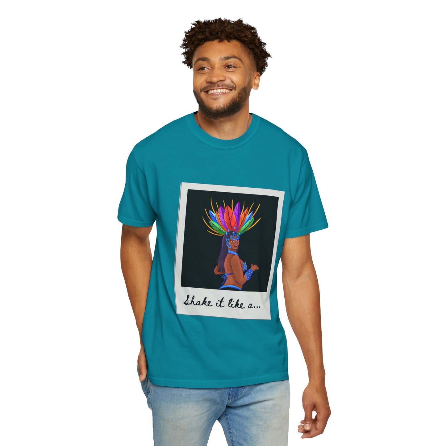 "Shake It Like a Samba Star" Unisex Garment-Dyed Dance T-Shirt – Bold Carnival-Inspired Graphic Tee for Dancers
