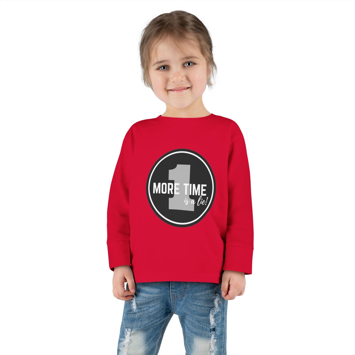 "One More Time Is a Lie" Toddler Dance T-Shirt – Bold Emblem Graphic Long Sleeve Tee for Kids