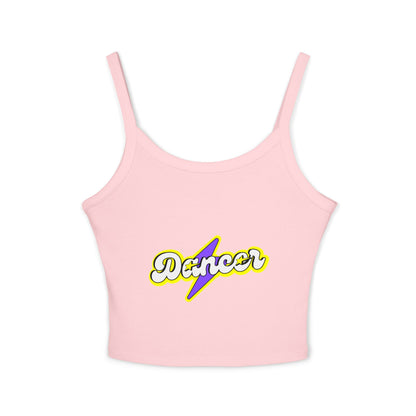 "Dancer" Women’s Spaghetti Strap Tank Top – Superhero-Inspired Dancer Graphic | Empowering Dance Apparel for Strong & Stylish Performers