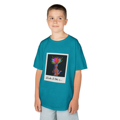 "Shake It Like a..." Youth Short Sleeve Tee – Carnival-Inspired Samba Dancer Graphic Dance Shirt for Kids