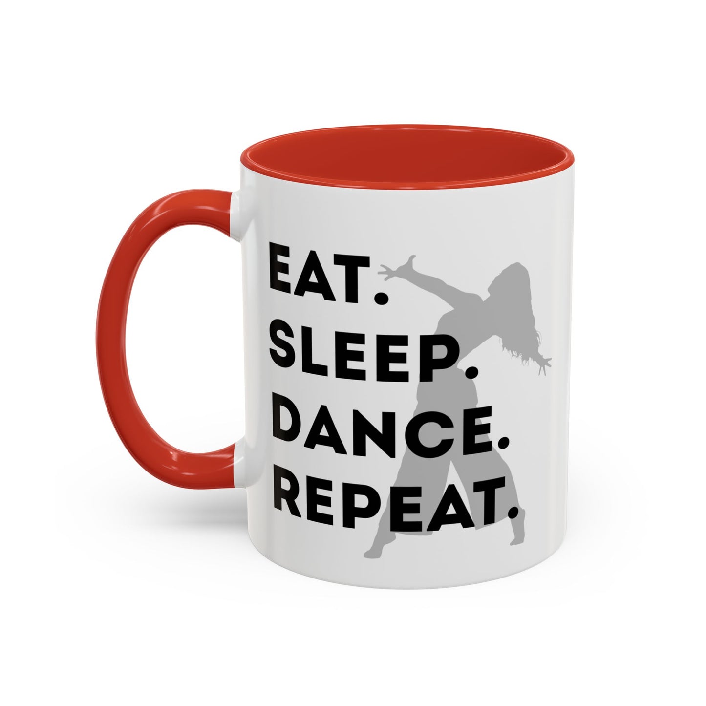 "Eat Sleep Dance Repeat" Accent Coffee Mug – Gray Dancer Graphic Ceramic Mug for Dance Lovers
