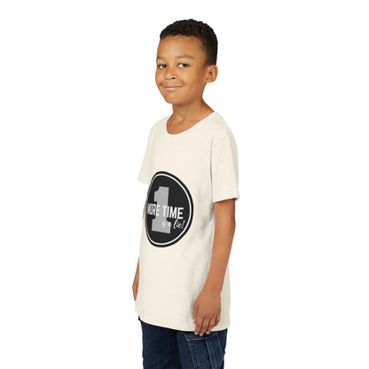 “One More Time is a Lie” Bold Emblem Dancer Graphic T-Shirt for Kids – Funny Dance Rehearsal Shirt - Youth Dance Tee