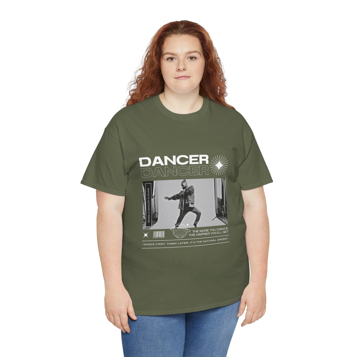 "Dancer "Jazz Pose Unisex Heavy Cotton Tee – Streetwear-Inspired Jazz Dance Graphic T-Shirt for Performers