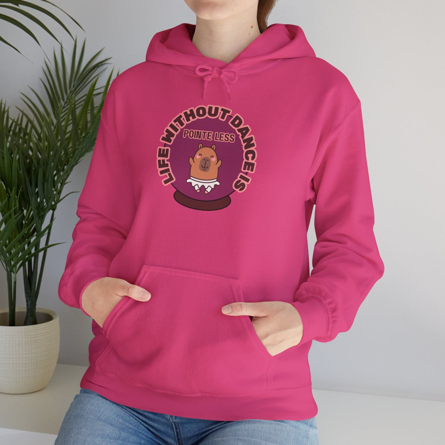 “Life Without Dance is Pointeless" Unisex Heavy Blend Hooded Sweatshirt – Cute Capybara Graphic Hoodie for Adults and Teens