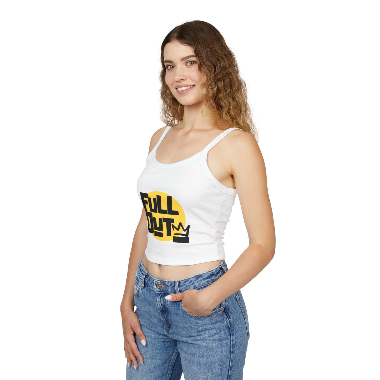 "Full Out" Women’s Spaghetti Strap Tank Top – Bold Streetwear-Inspired Dance Graphic | Trendy Dancewear for Performers, Classes & Everyday Style