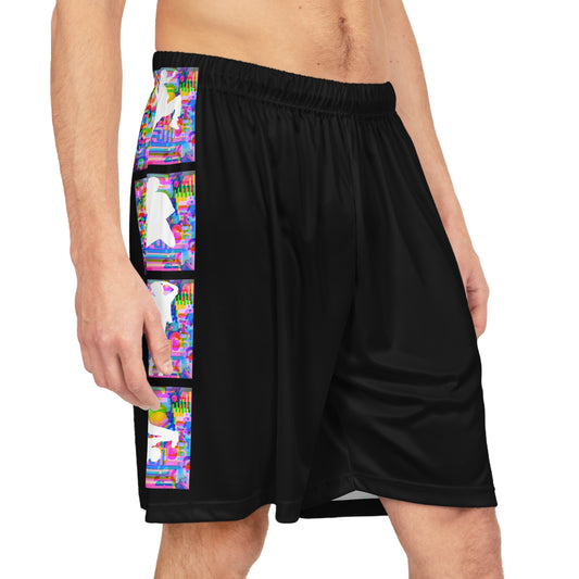 Levels Premium Collection, Vibrant Dancer-Pattern Basketball Shorts, Sportswear, Summer Wear, Active Lifestyle, Gift for Dancers, Colorful Gym Shorts