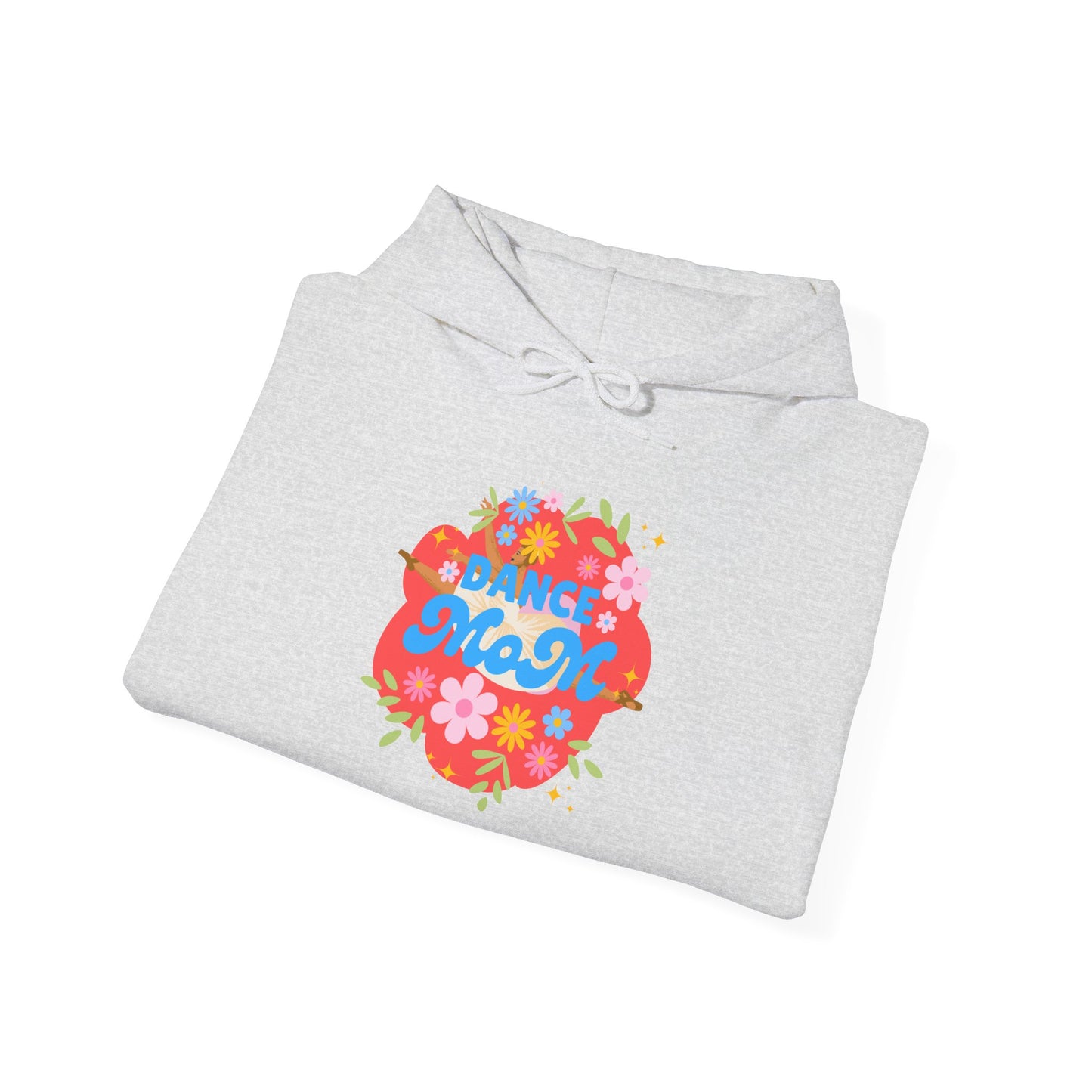 "Dance Mom" Superhero Hoodie – Floral Front Graphic & Fun Back Design | Unisex Hooded Sweatshirt for Proud Dance Parents