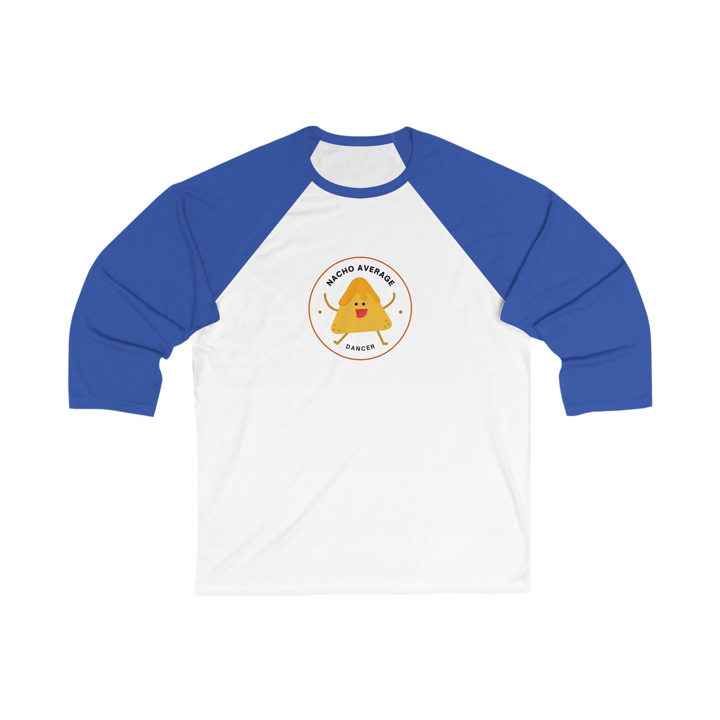 "Nacho Average Dancer" Unisex 3/4 Sleeve Baseball Tee – Funny Dance Shirt with Cute Nacho Graphic for Dancers