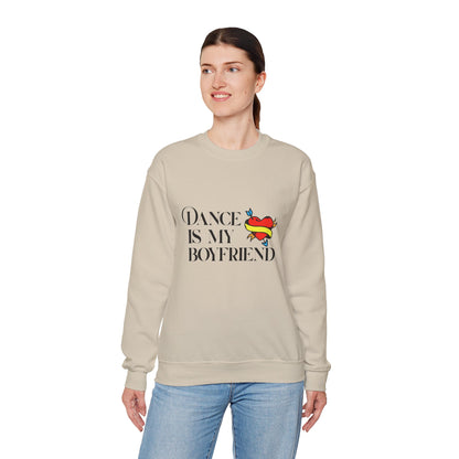 Dance Is My Boyfriend Unisex Crewneck Sweatshirt – Cute Heart Tattoo Graphic Dance Lover Pullover