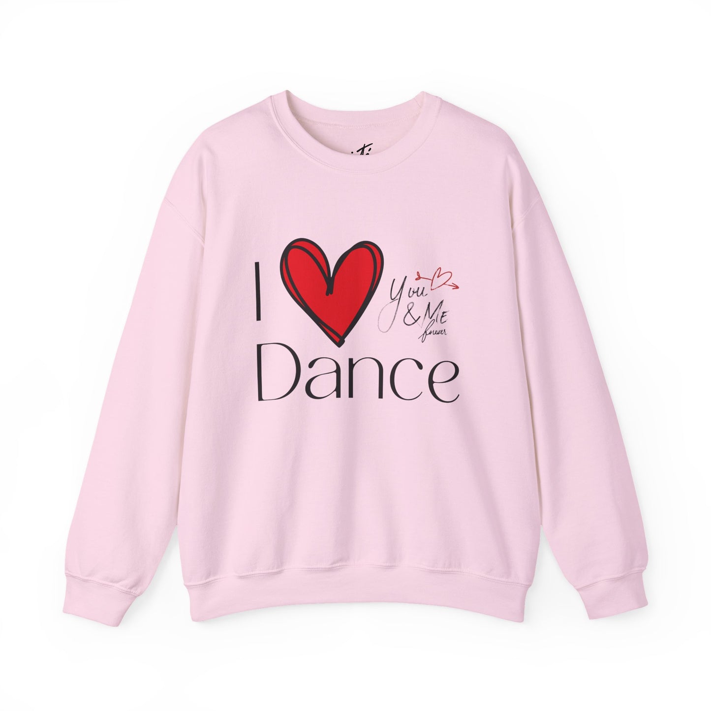 "I Love Dance" Unisex Crewneck Sweatshirt – Hand-Drawn Heart & Note Graphic Dance Lover Pullover