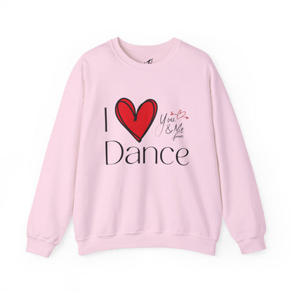 "I Love Dance" Unisex Crewneck Sweatshirt – Hand-Drawn Heart & Note Graphic Dance Lover Pullover