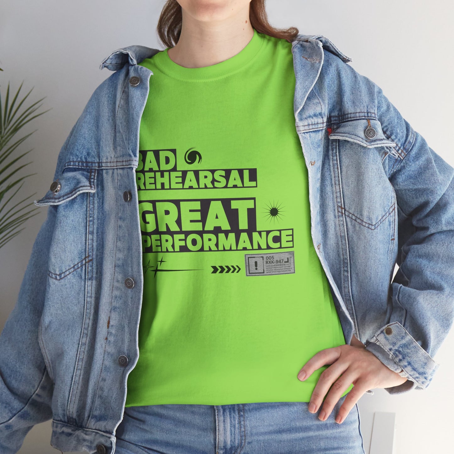 "Bad Rehearsal, Great Performance" Dance Quote Tee – Unisex Heavy Cotton T-Shirt with Streetwear-Inspired Graphic for Dancers