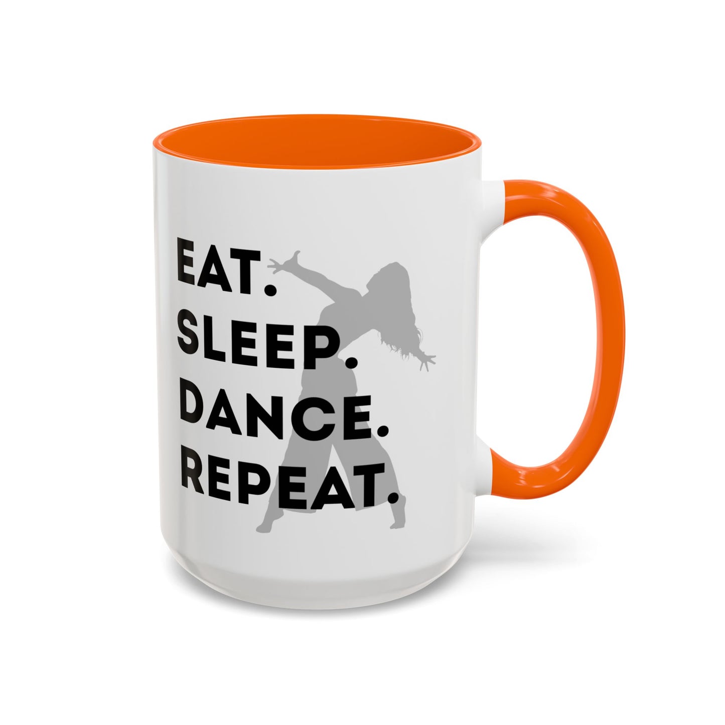 "Eat Sleep Dance Repeat" Accent Coffee Mug – Gray Dancer Graphic Ceramic Mug for Dance Lovers