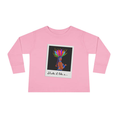 "Shake It Like a…” Toddler Long Sleeve Tee – Samba Dancer Graphic Shirt for Kids