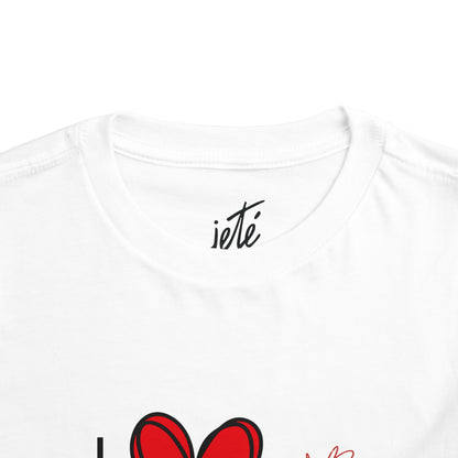 "I Love Dance" Toddler Short Sleeve Tee – Hand-Drawn Heart & Note Graphic Dance Lover T-Shirt