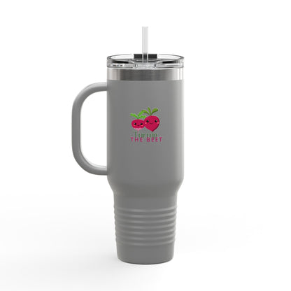"Turnip the Beet" 40oz Insulated Travel Mug – Cute Veggie Dance Pun Tumbler for Music & Dance Lovers | Jete Shop 🥬🎶✨