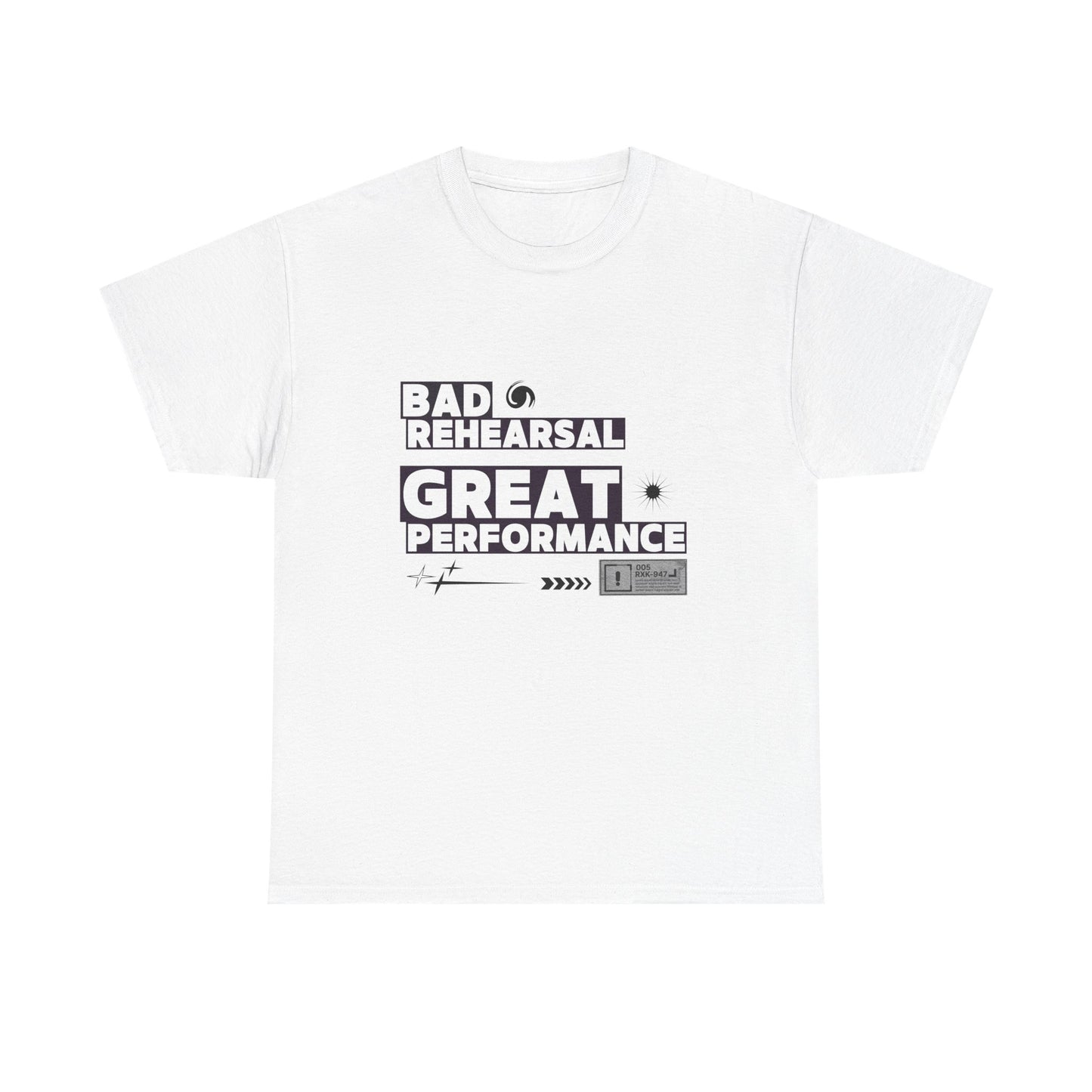 "Bad Rehearsal, Great Performance" Dance Quote Tee – Unisex Heavy Cotton T-Shirt with Streetwear-Inspired Graphic for Dancers