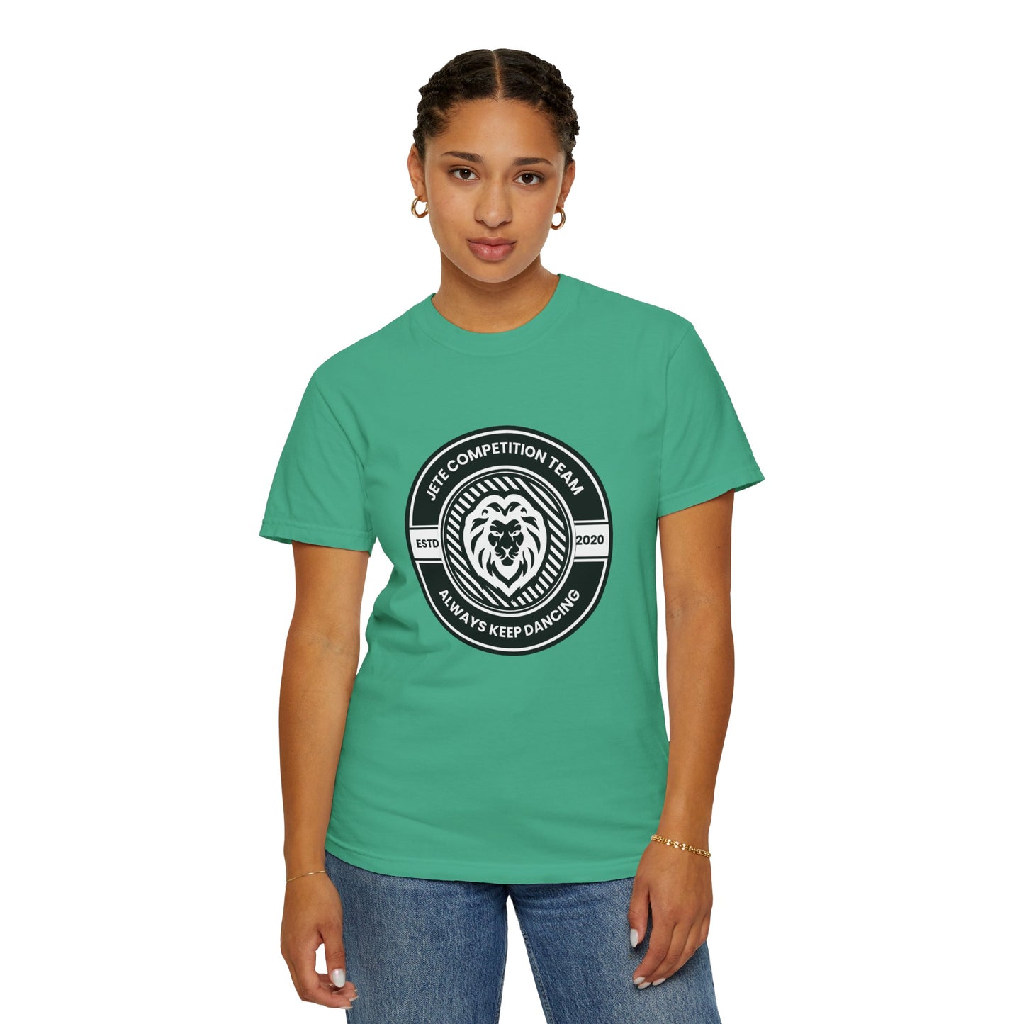 "Jeté Competition Team,  Always Keep Dancing" Unisex Garment-Dyed T-Shirt – Collegiate-Style Dance Graphic Tee – Shirt for Dancers & Teams