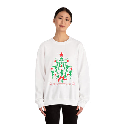 "Christmas Tree Dancer Silhouette" ADULT SWEATSHIRT Unisex Heavy Blend Crewneck – Festive Ballet & Dance Holiday Sweatshirt for Dancers, Teachers, and Studios