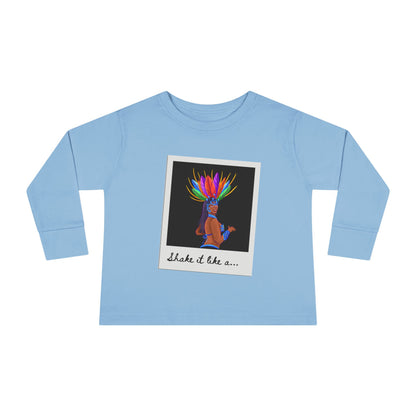 "Shake It Like a…” Toddler Long Sleeve Tee – Samba Dancer Graphic Shirt for Kids