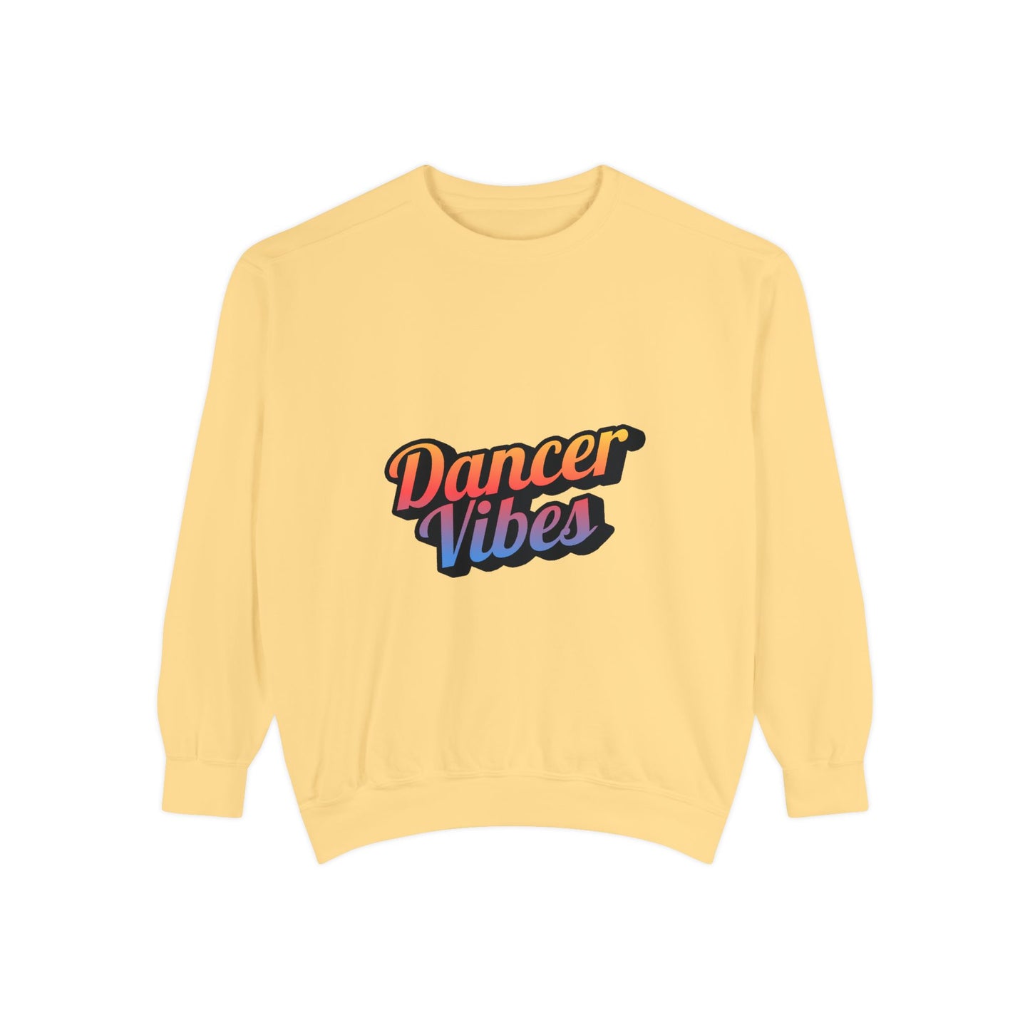 "Dancer Vibes" Unisex Lightweight Crewneck Sweatshirt – Colorful Text Graphic Pullover for Dance Lovers & Studio Style