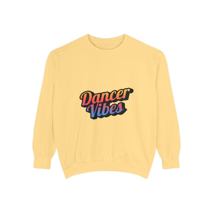 "Dancer Vibes" Unisex Lightweight Crewneck Sweatshirt – Colorful Text Graphic Pullover for Dance Lovers & Studio Style