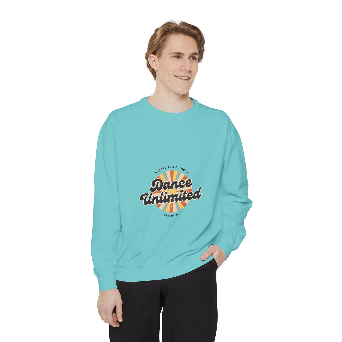 "Dance Unlimited – Potential & Growth" Unisex Lightweight Crewneck Sweatshirt – Retro-Inspired Motivational Dance Pullover for Performers & Creatives