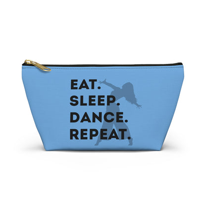 “Eat Sleep Dance Repeat” Makeup Bag – Bold Dancer Graphic – Dance-Themed Zipper Pouch for Cosmetics, Accessories & Travel Essentials