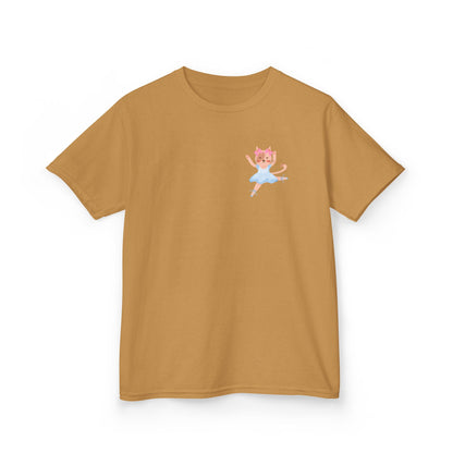 "Every Meow & Then I Dance" – Youth Short Sleeve Tee with Cute Dancing Cat Graphic | Kids’ Dance & Cat Lover T-Shirt