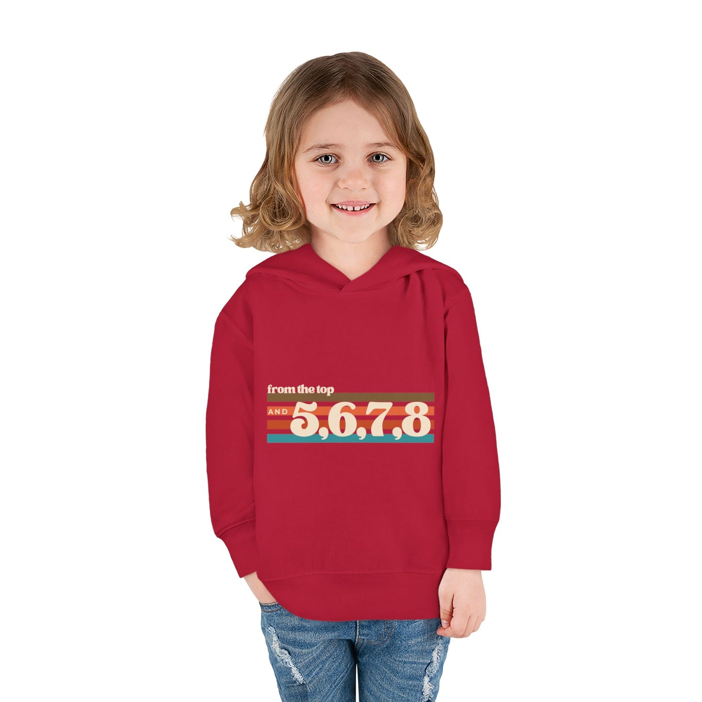 "From the Top and 5, 6, 7, 8" Toddler Pullover Hoodie – Retro Dance Rehearsal Graphic Fleece Sweatshirt for Kids