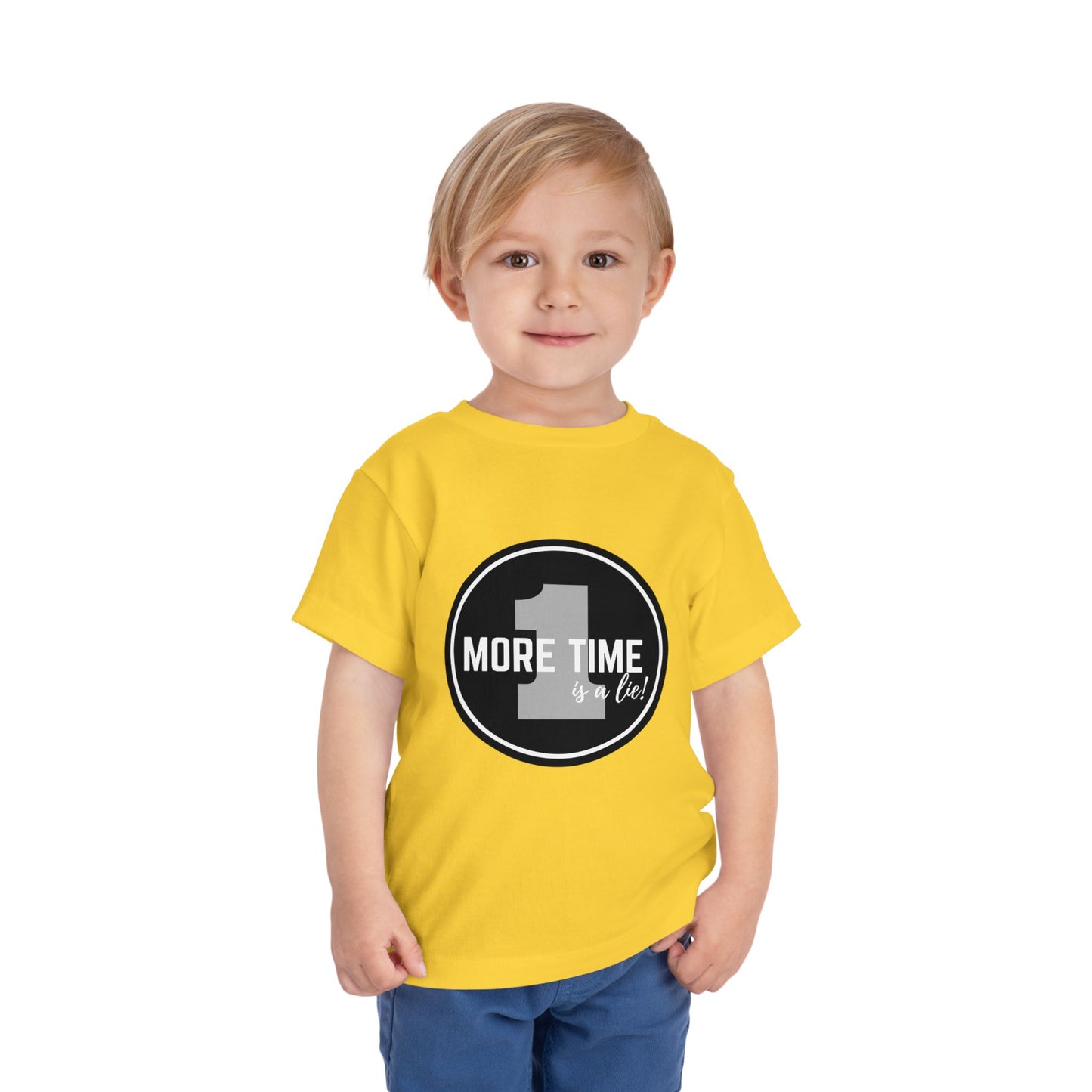 "One More Time Is a Lie" Toddler Dance T-Shirt – Bold Emblem Graphic Short Sleeve Tee for Kids
