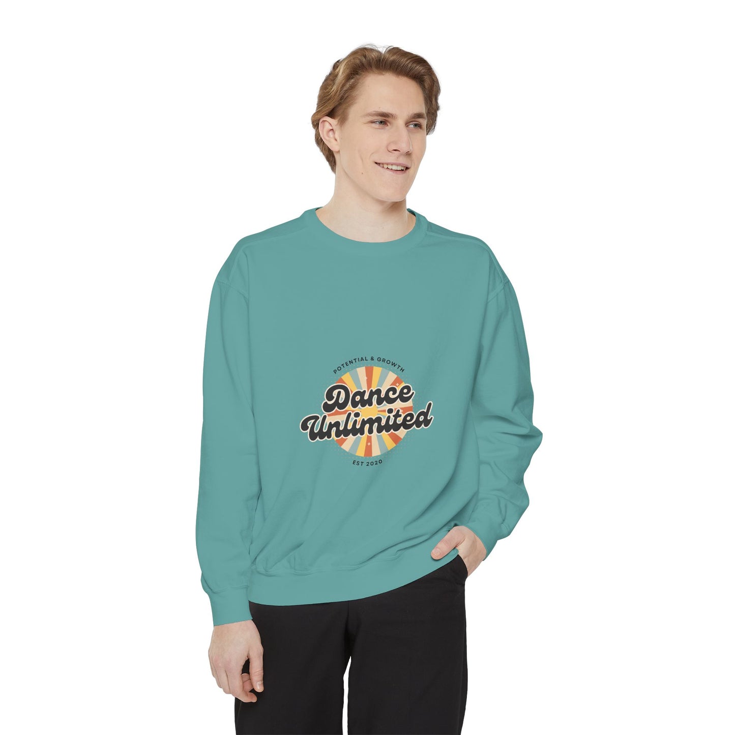 "Dance Unlimited – Potential & Growth" Unisex Lightweight Crewneck Sweatshirt – Retro-Inspired Motivational Dance Pullover for Performers & Creatives