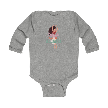 "Tombé Pas de Bourrée" Infant Long Sleeve Ballet Bodysuit – Cute Dance-Themed Baby Outfit for Future Ballerinas