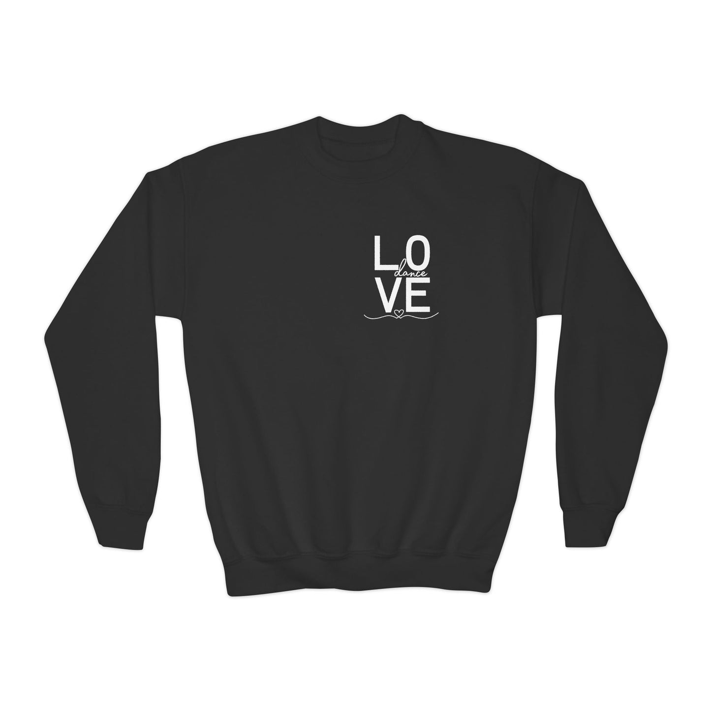 "LOVE Dance" Youth Crewneck Sweatshirt – Script Letter Graphic Dance Lover Pullover