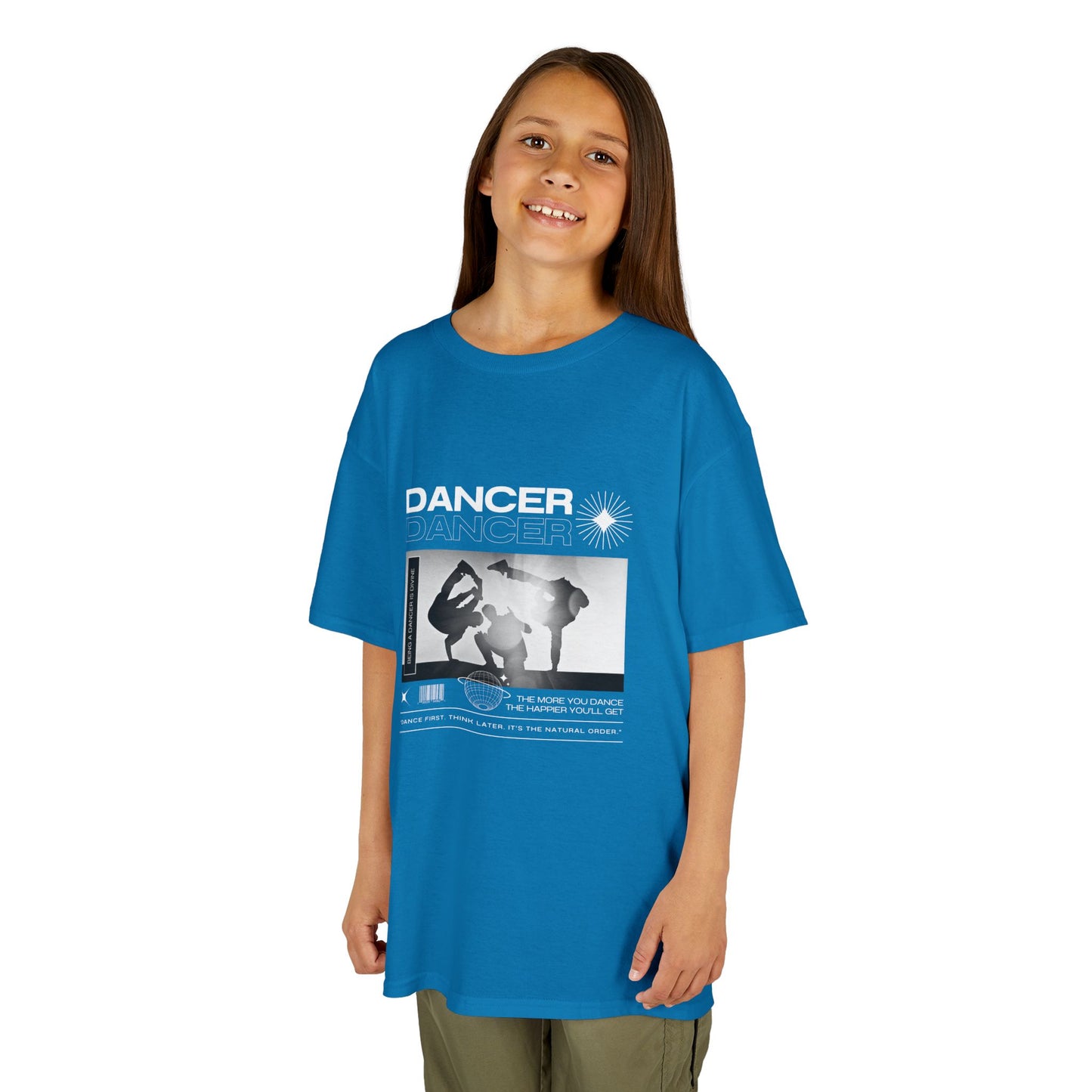 "Dancer" Youth Short Sleeve Tee – Streetwear-Style Breakdancer Graphic Hip Hop Dance Kids T-Shirt